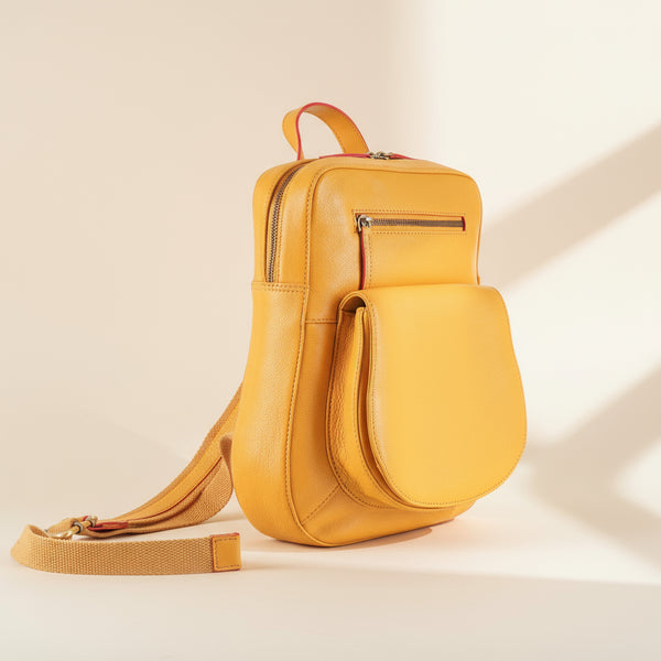 Luxury Irish Soft Leather - Sisken Back Pack (Mustard)