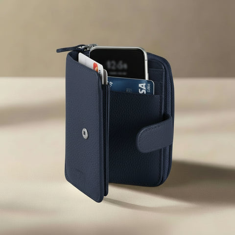 Irish Soft Leather - Pop up Card with Double Coin Pocket (Navy)-Nook & Cranny Gift Store-2019 National Gift Store Of The Year-Ireland-Gift Shop