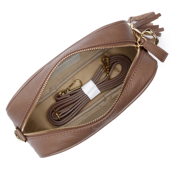 Elie Beaumont Cross Body Italian Leather Bag - (Taupe)-Nook & Cranny Gift Store-2019 National Gift Store Of The Year-Ireland-Gift Shop