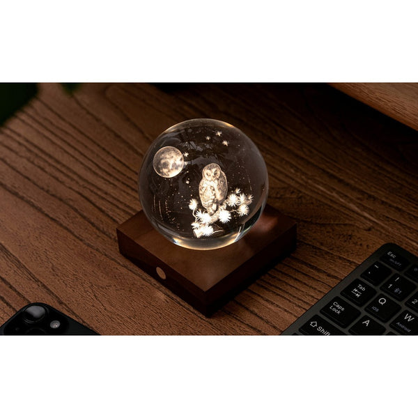 Amber Crystal Light - The Owl and Moon-Nook & Cranny Gift Store-2019 National Gift Store Of The Year-Ireland-Gift Shop