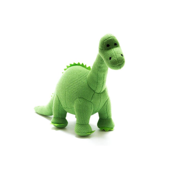 Dinosaur Baby Rattle Knitted Green Diplodocus