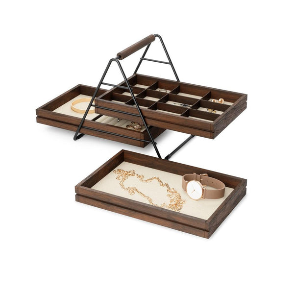 Luxurious 3-Tier Walnut Jewelry Tray - Terrace-Nook & Cranny Gift Store-2019 National Gift Store Of The Year-Ireland-Gift Shop