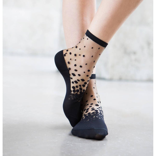 Nakameguro Black • Women's transparent polka dot socks: 39/41