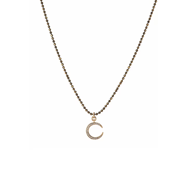 Baby Moon Gunmetal Necklace - Black