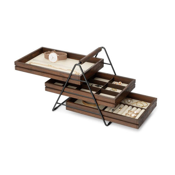 Luxurious 3-Tier Walnut Jewelry Tray - Terrace-Nook & Cranny Gift Store-2019 National Gift Store Of The Year-Ireland-Gift Shop