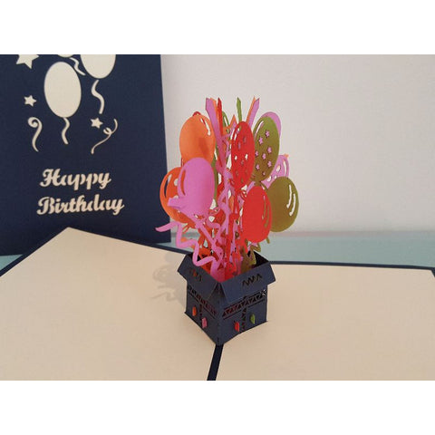 3d Pop up Card - Birthday Balloons (Blue)-Nook & Cranny Gift Store-2019 National Gift Store Of The Year-Ireland-Gift Shop