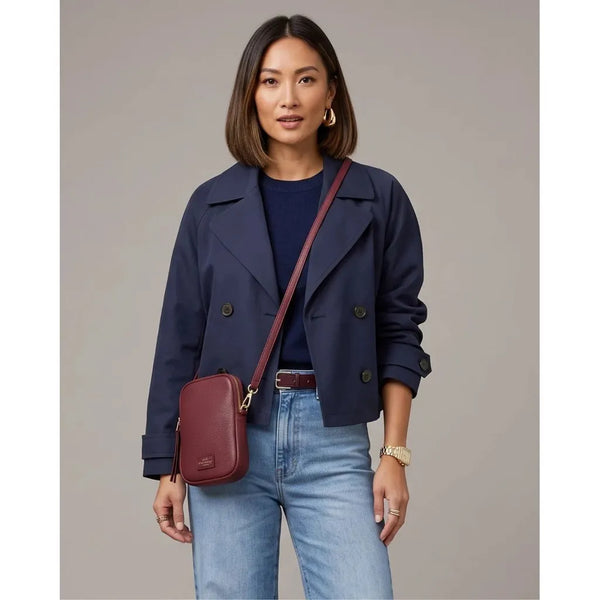 Elie Beaumont Phone bag zipper - Burgundy-Nook & Cranny Gift Store-2019 National Gift Store Of The Year-Ireland-Gift Shop