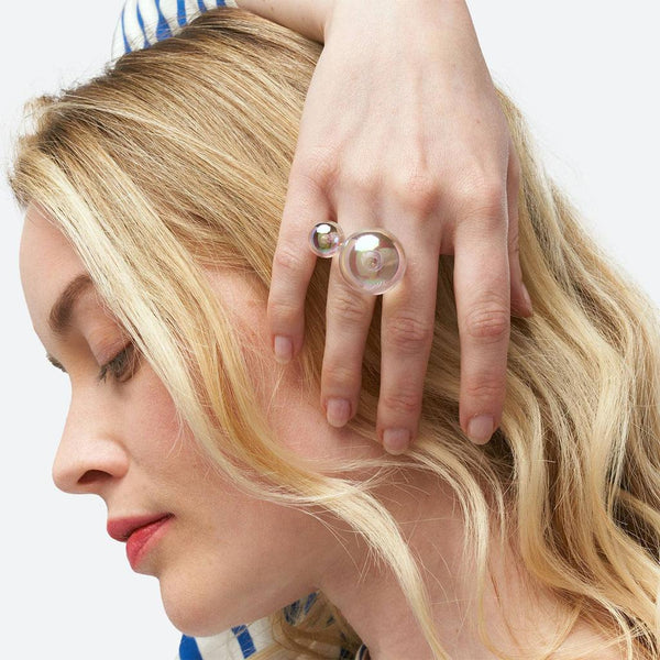 Bijou Bubble Ring Duo - PALLADIUM / 8 & 18mm