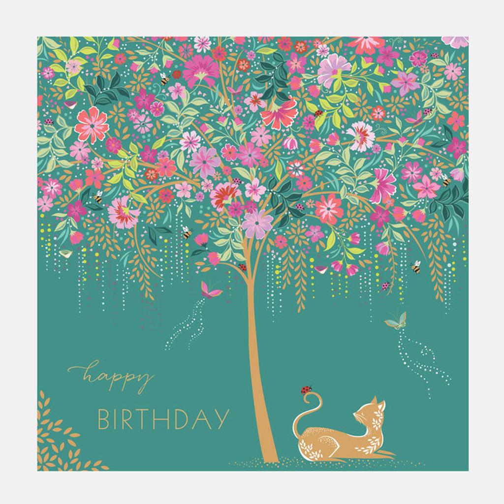 Happy Birthday - Cat under tree...-Nook & Cranny Gift Store-2019 National Gift Store Of The Year-Ireland-Gift Shop