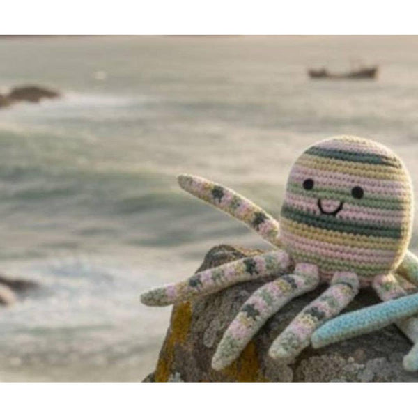 Octopus Baby Rattle Pastel Fair Trade Crochet Organic Cotton