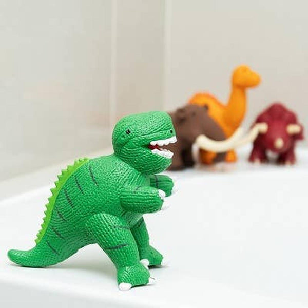 Dinosaur Toy, Bath Toy, Teether, Natural Rubber Green T Rex