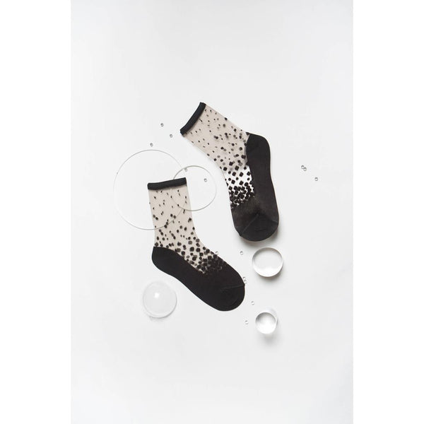 Nakameguro Black • Women's transparent polka dot socks: 39/41
