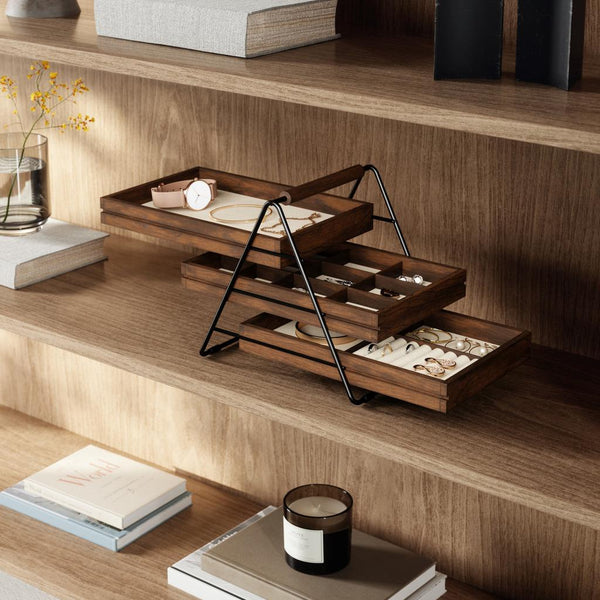 Luxurious 3-Tier Walnut Jewelry Tray - Terrace-Nook & Cranny Gift Store-2019 National Gift Store Of The Year-Ireland-Gift Shop