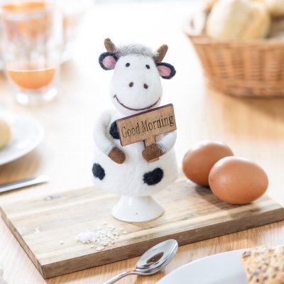 Felted Egg Warmer Cow - Good Morning Sign-Nook & Cranny Gift Store-2019 National Gift Store Of The Year-Ireland-Gift Shop