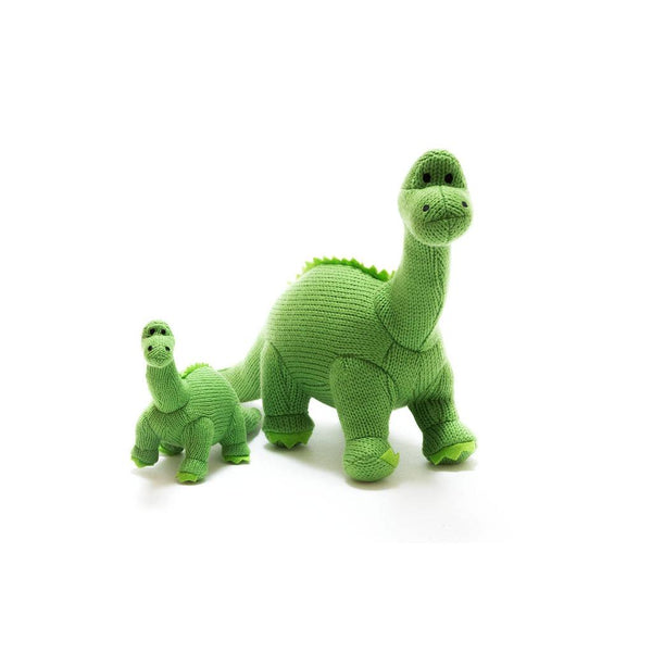 Dinosaur Baby Rattle Knitted Green Diplodocus