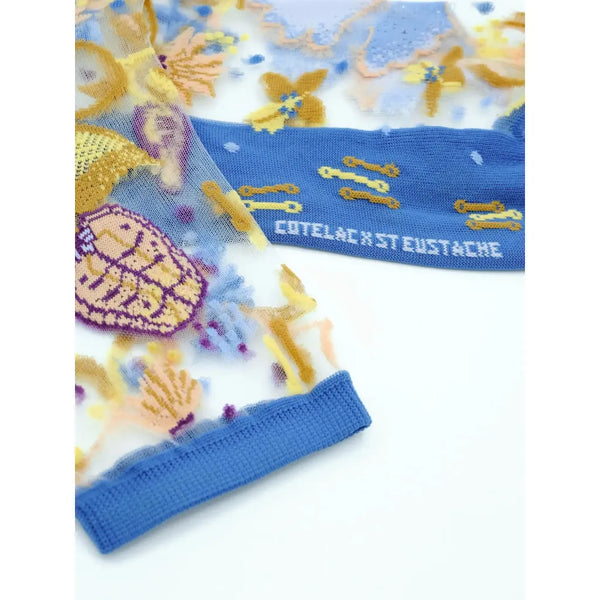 Elegant Transparent Socks - Floralia Blue (UK Size 5-7)-Nook & Cranny Gift Store-2019 National Gift Store Of The Year-Ireland-Gift Shop