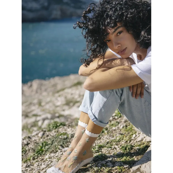 Elegant Transparent Socks - Wilflowers (UK Size 7-9)-Nook & Cranny Gift Store-2019 National Gift Store Of The Year-Ireland-Gift Shop