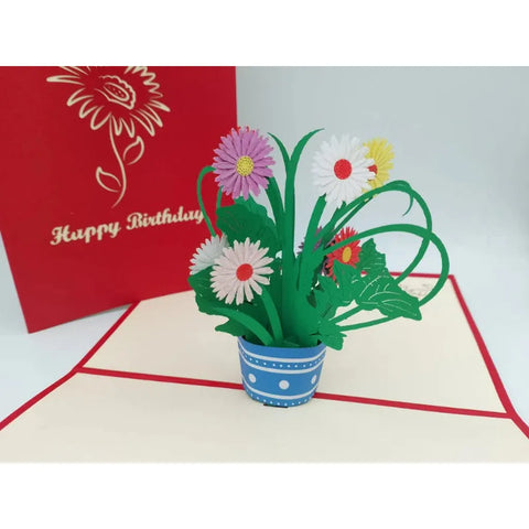 3d Pop up Card - Gerbera Daisies (Happy Birthday)-Nook & Cranny Gift Store-2019 National Gift Store Of The Year-Ireland-Gift Shop