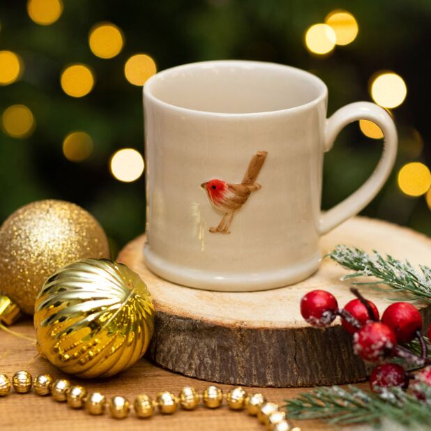 Ceramic Mini Mug with Robin-Nook & Cranny Gift Store-2019 National Gift Store Of The Year-Ireland-Gift Shop