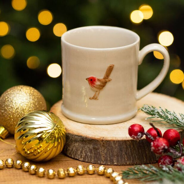 Ceramic Mini Mug with Robin-Nook & Cranny Gift Store-2019 National Gift Store Of The Year-Ireland-Gift Shop