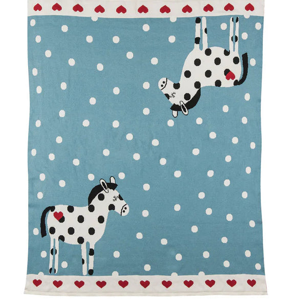Cute Horse Baby Blanket in Blue - Made from Organic Cotton-Nook & Cranny Gift Store-2019 National Gift Store Of The Year-Ireland-Gift Shop