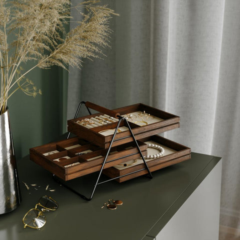 Luxurious 3-Tier Walnut Jewelry Tray - Terrace-Nook & Cranny Gift Store-2019 National Gift Store Of The Year-Ireland-Gift Shop