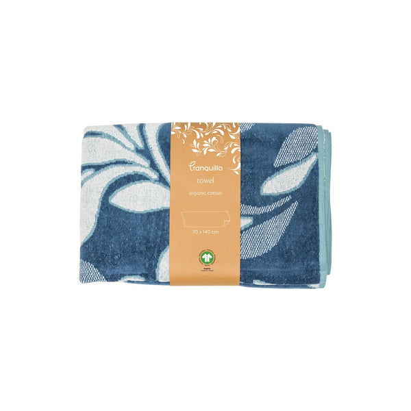 Organic Cotton Bath Towel - Blue Floral-Nook & Cranny Gift Store-2019 National Gift Store Of The Year-Ireland-Gift Shop