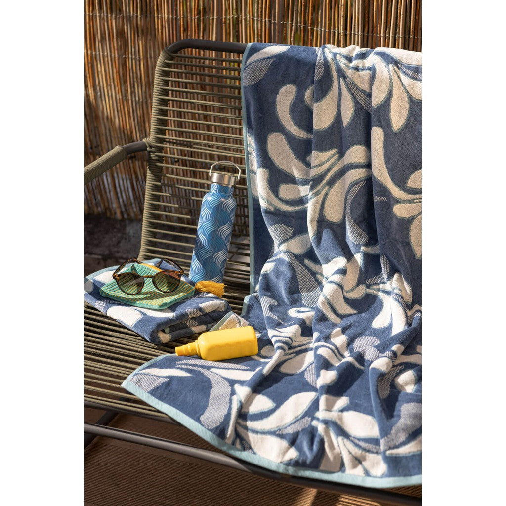 Organic Cotton Bath Towel - Blue Floral-Nook & Cranny Gift Store-2019 National Gift Store Of The Year-Ireland-Gift Shop