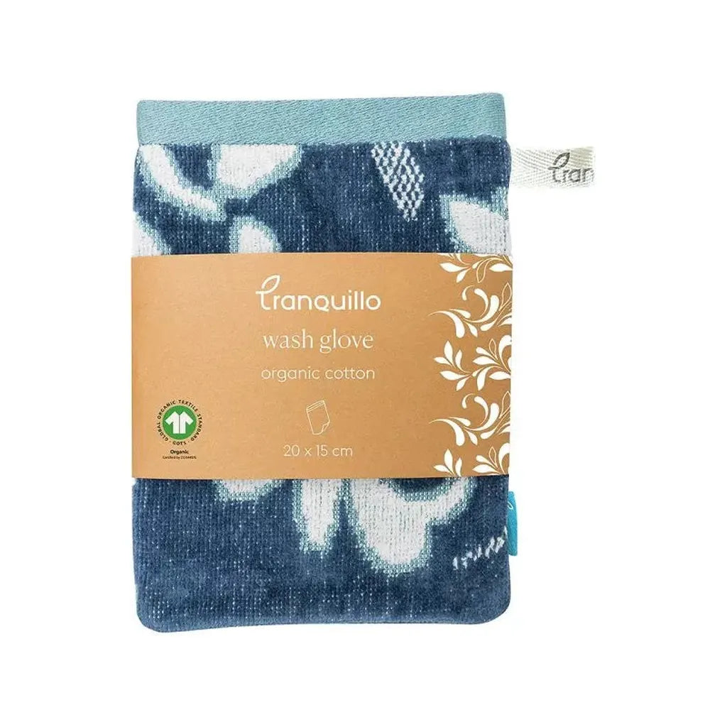 Organic Cotton Wash Glove (Blue Floral)-Nook & Cranny Gift Store-2019 National Gift Store Of The Year-Ireland-Gift Shop