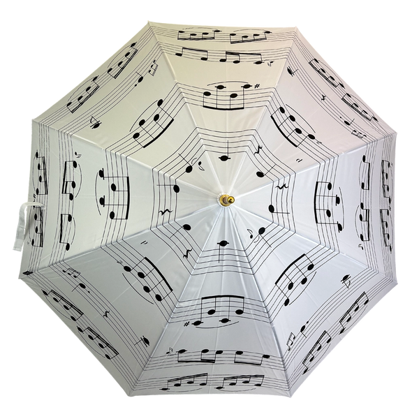 Music Notes Stick Umbrella (White)-Nook & Cranny Gift Store-2019 National Gift Store Of The Year-Ireland-Gift Shop