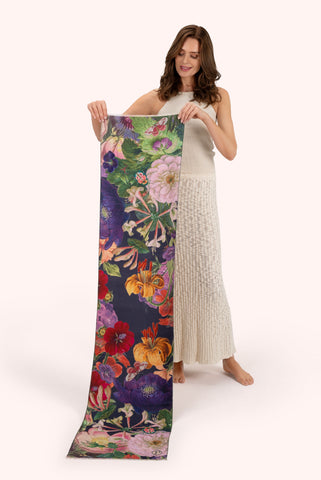 Luxurious Print Scarf - Midnight Posy-Nook & Cranny Gift Store-2019 National Gift Store Of The Year-Ireland-Gift Shop