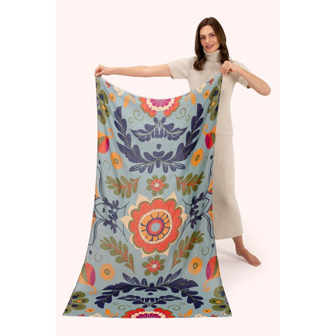 Folk Floral Print Scarf - Winter Ice-Nook & Cranny Gift Store-2019 National Gift Store Of The Year-Ireland-Gift Shop