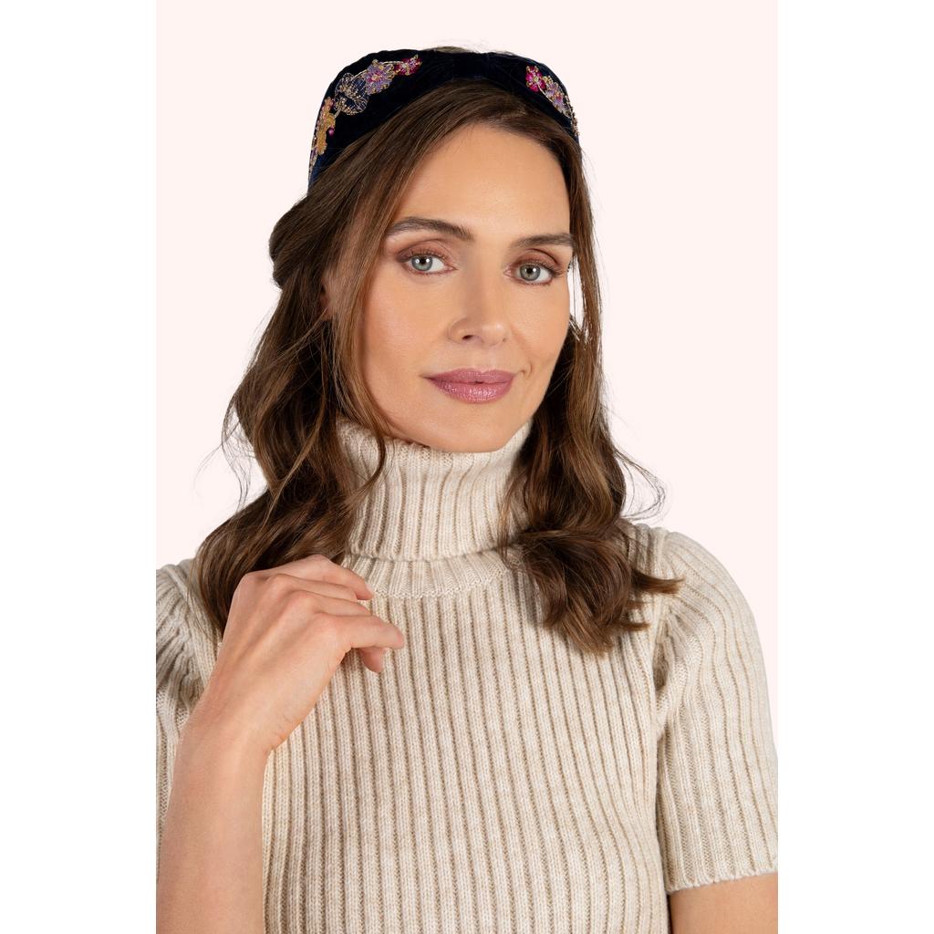 Embroidered Headband - Midnight Posy-Nook & Cranny Gift Store-2019 National Gift Store Of The Year-Ireland-Gift Shop