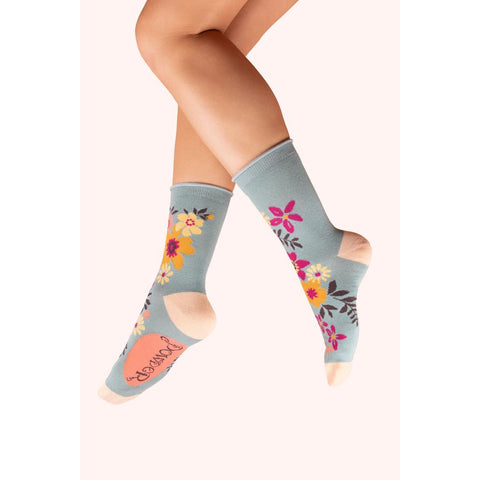 Bamboo Ankle Socks - Flower Spray (Ice)-Nook & Cranny Gift Store-2019 National Gift Store Of The Year-Ireland-Gift Shop