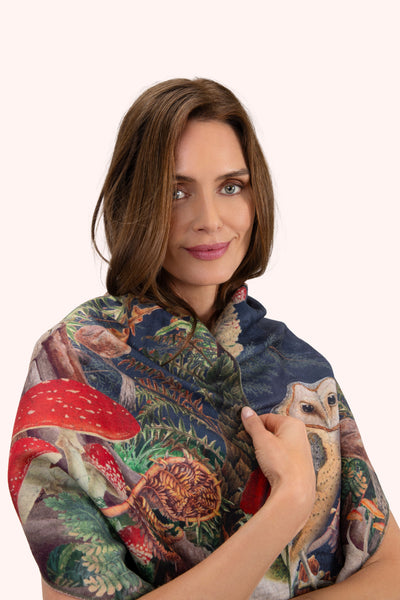Luxurious Print Scarf - Wild Woodland Owl-Nook & Cranny Gift Store-2019 National Gift Store Of The Year-Ireland-Gift Shop