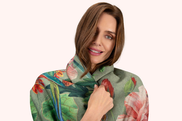 Luxurious Print Scarf - Botanical Bouquet (Sage)-Nook & Cranny Gift Store-2019 National Gift Store Of The Year-Ireland-Gift Shop