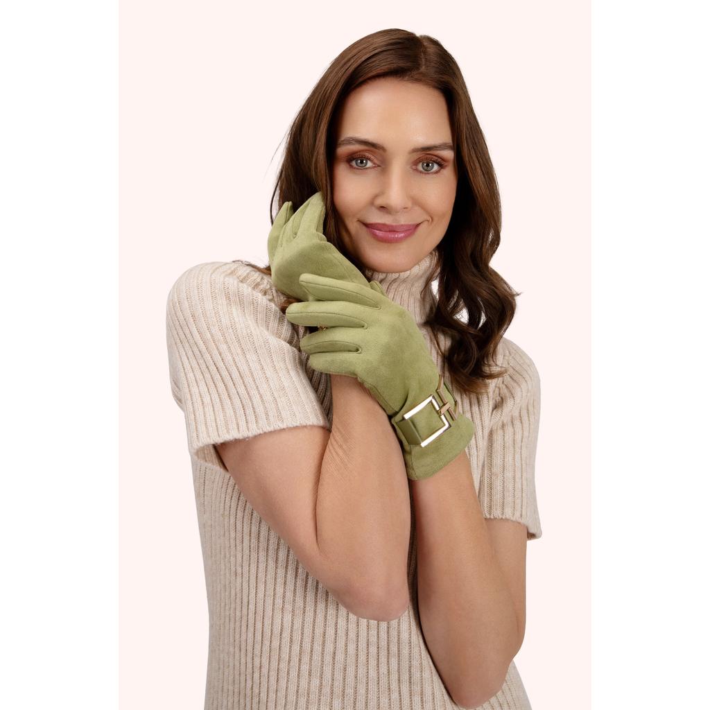 Dana Faux Suede Gloves - Sage-Nook & Cranny Gift Store-2019 National Gift Store Of The Year-Ireland-Gift Shop