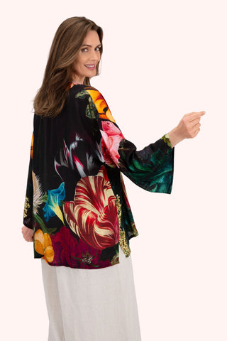 Opulant Floral Kimono Jacket - Chocolate-Nook & Cranny Gift Store-2019 National Gift Store Of The Year-Ireland-Gift Shop