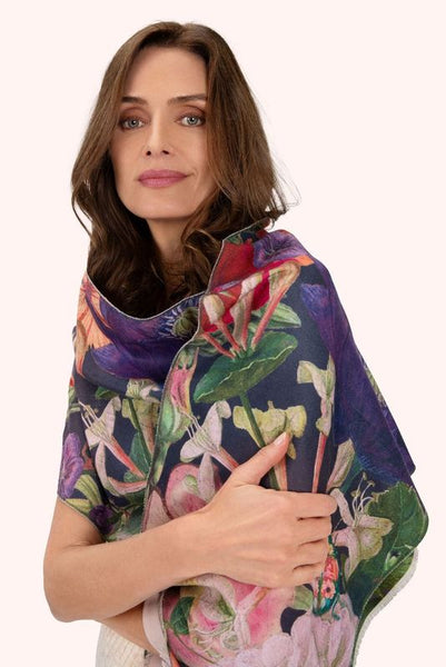 Luxurious Print Scarf - Midnight Posy-Nook & Cranny Gift Store-2019 National Gift Store Of The Year-Ireland-Gift Shop