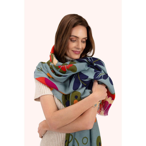 Folk Floral Print Scarf - Winter Ice-Nook & Cranny Gift Store-2019 National Gift Store Of The Year-Ireland-Gift Shop