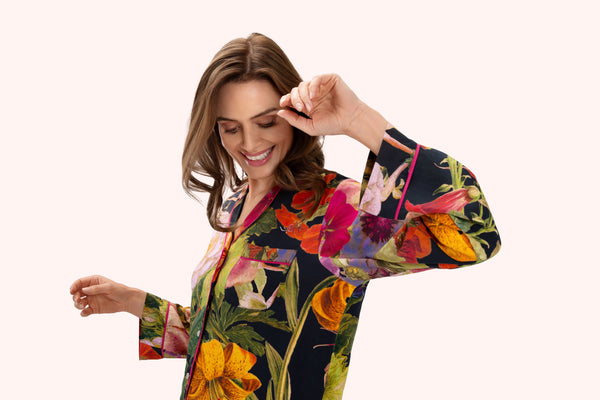 Super soft Luxurious Long Sleeve Pajamas - Midnight Posy-Nook & Cranny Gift Store-2019 National Gift Store Of The Year-Ireland-Gift Shop