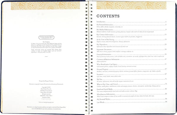 Peace of Mind Organiser Book