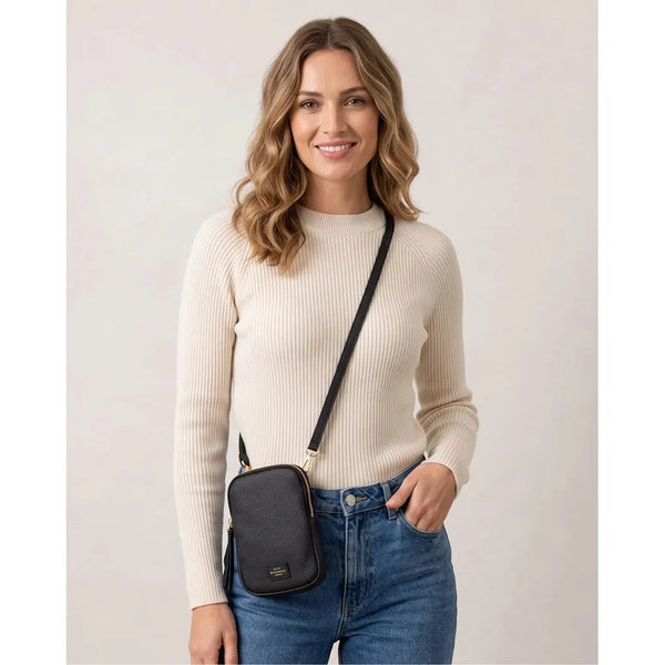 Elie Beaumont Phone bag zipper - Black-Nook & Cranny Gift Store-2019 National Gift Store Of The Year-Ireland-Gift Shop