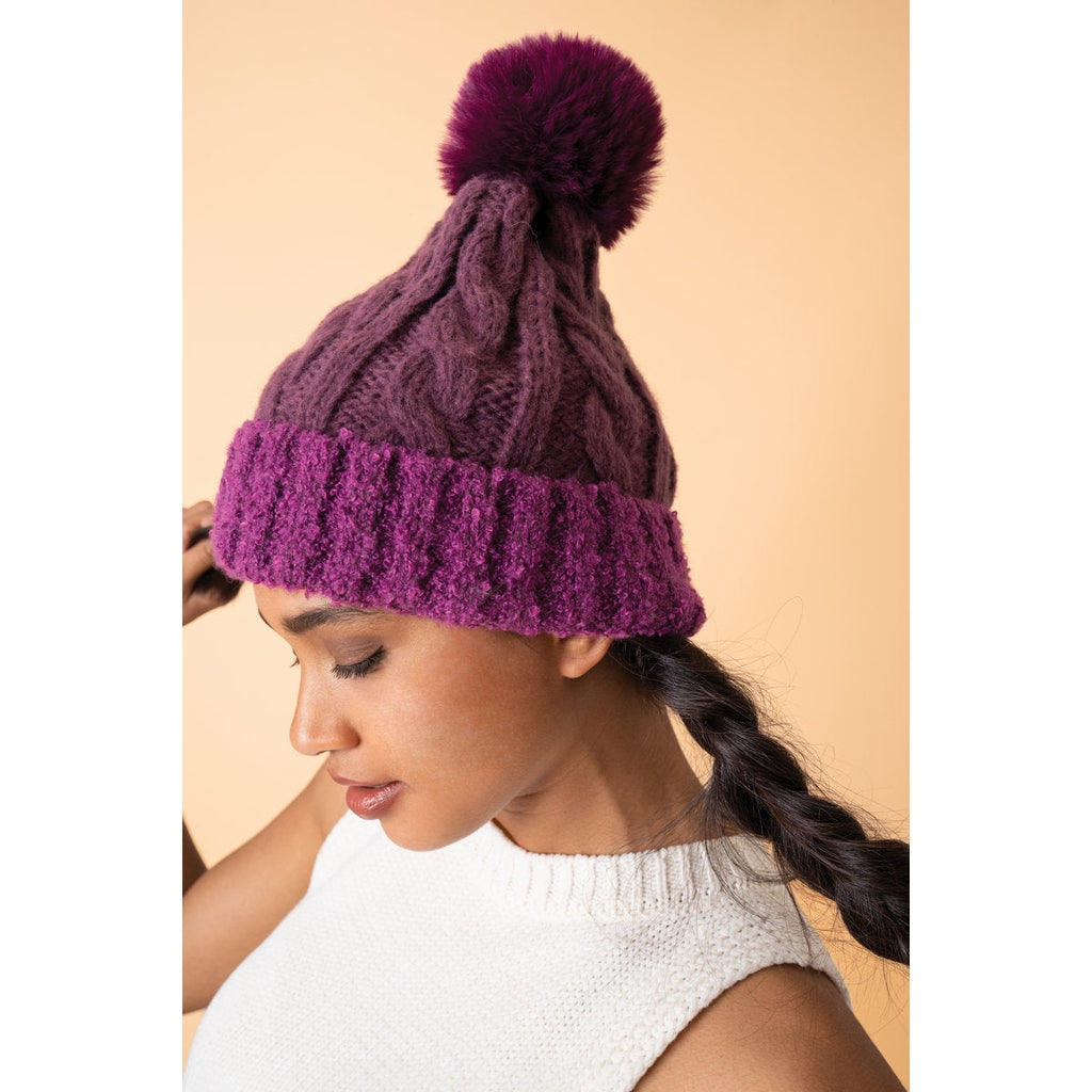 Freya Pompom Hat in Damson-Nook & Cranny Gift Store-2019 National Gift Store Of The Year-Ireland-Gift Shop