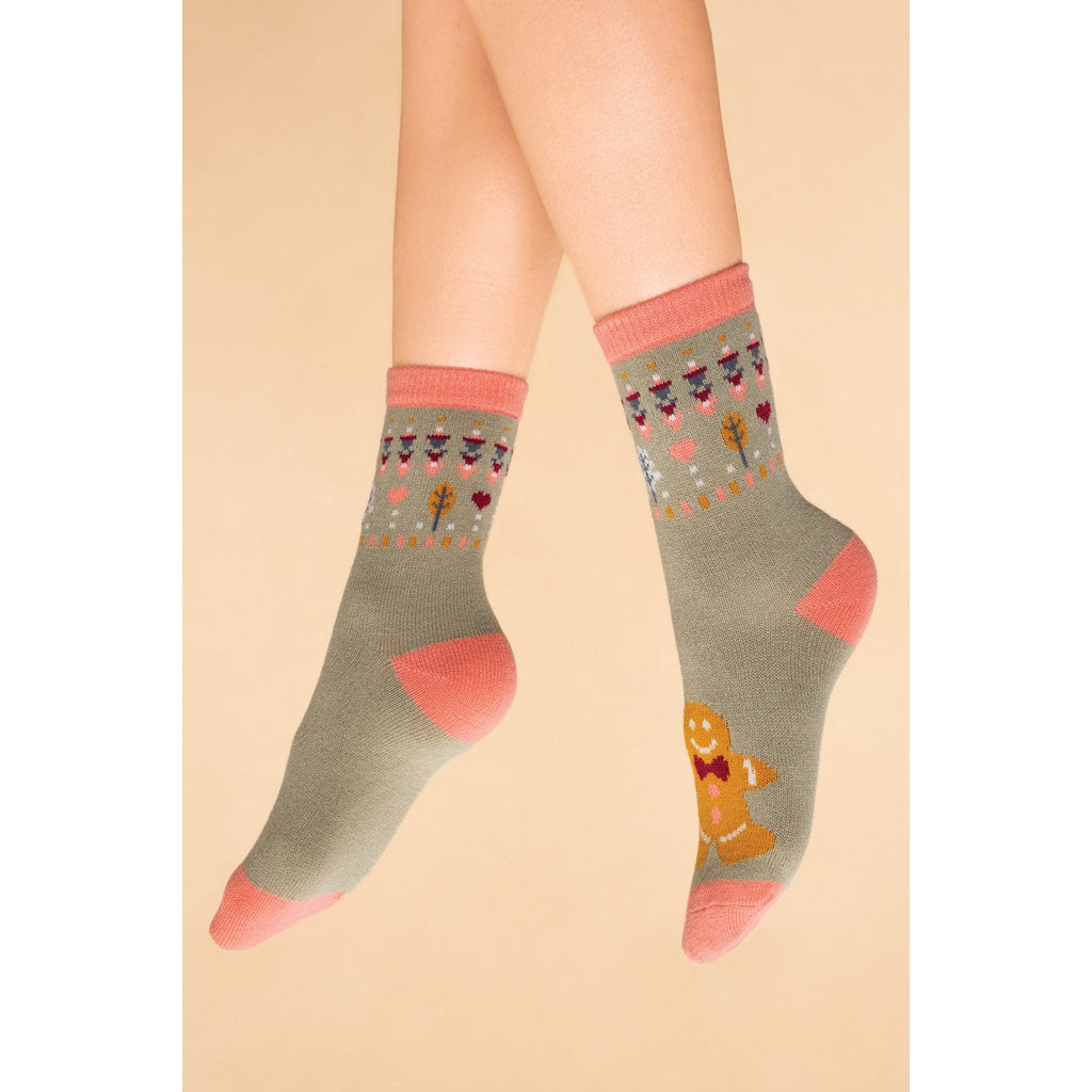 Knitted Socks - Sage (Gingerbread Man)-Nook & Cranny Gift Store-2019 National Gift Store Of The Year-Ireland-Gift Shop