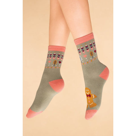 Knitted Socks - Sage (Gingerbread Man)-Nook & Cranny Gift Store-2019 National Gift Store Of The Year-Ireland-Gift Shop