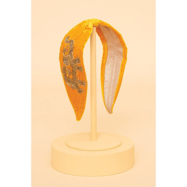 Beaded Velvet Headband - Mustard (Elephant)-Nook & Cranny Gift Store-2019 National Gift Store Of The Year-Ireland-Gift Shop