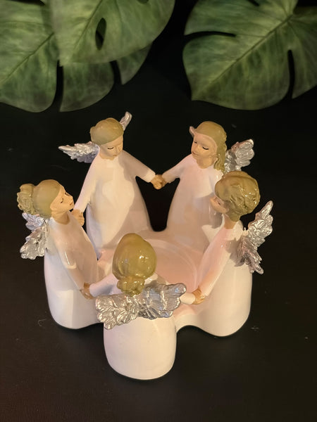 Ceramic Angel Ring (5 Angels) Tea Light Holder-Nook & Cranny Gift Store-2019 National Gift Store Of The Year-Ireland-Gift Shop