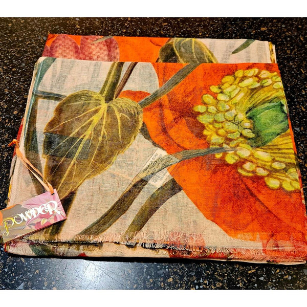 Cotton/Linen Mix Scarf - Fine Flowers by Powder-Nook & Cranny Gift Store-2019 National Gift Store Of The Year-Ireland-Gift Shop