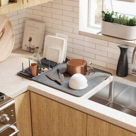 Udry, Over the sink peg dish rack with mat - Charcoal-Nook & Cranny Gift Store-2019 National Gift Store Of The Year-Ireland-Gift Shop